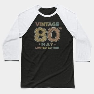 40th Birthday Gift Vintage May 1980 40 Forty Years Old Baseball T-Shirt